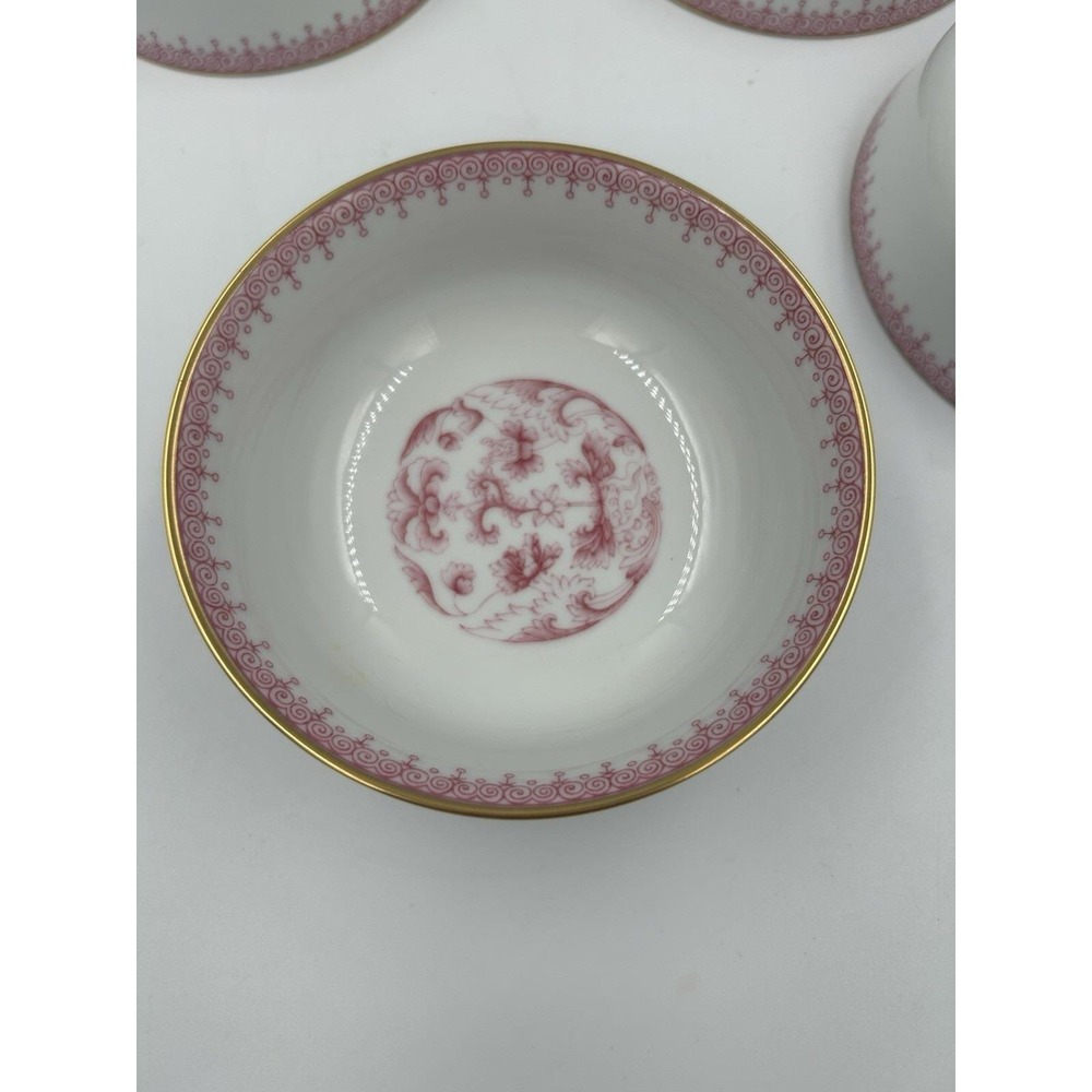 Mottahedeh Porcelain Floral Bowls Set of 4 White Pink Gold Trim 5 in never used